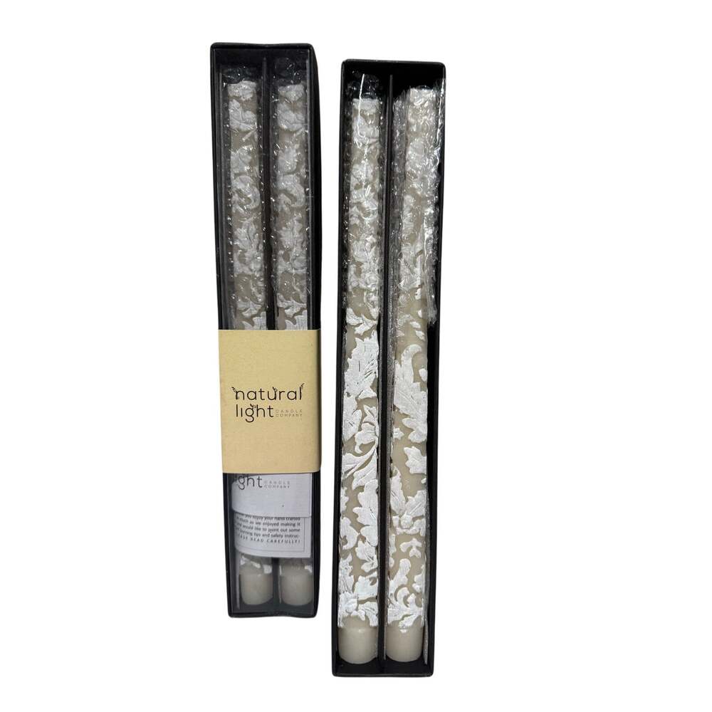 Natural Light Candle Company Embossed Square Tapers Set 4